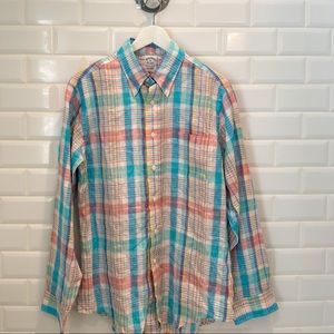 Brooks Brothers Summer Plaid Linen Shirt Slim Fit